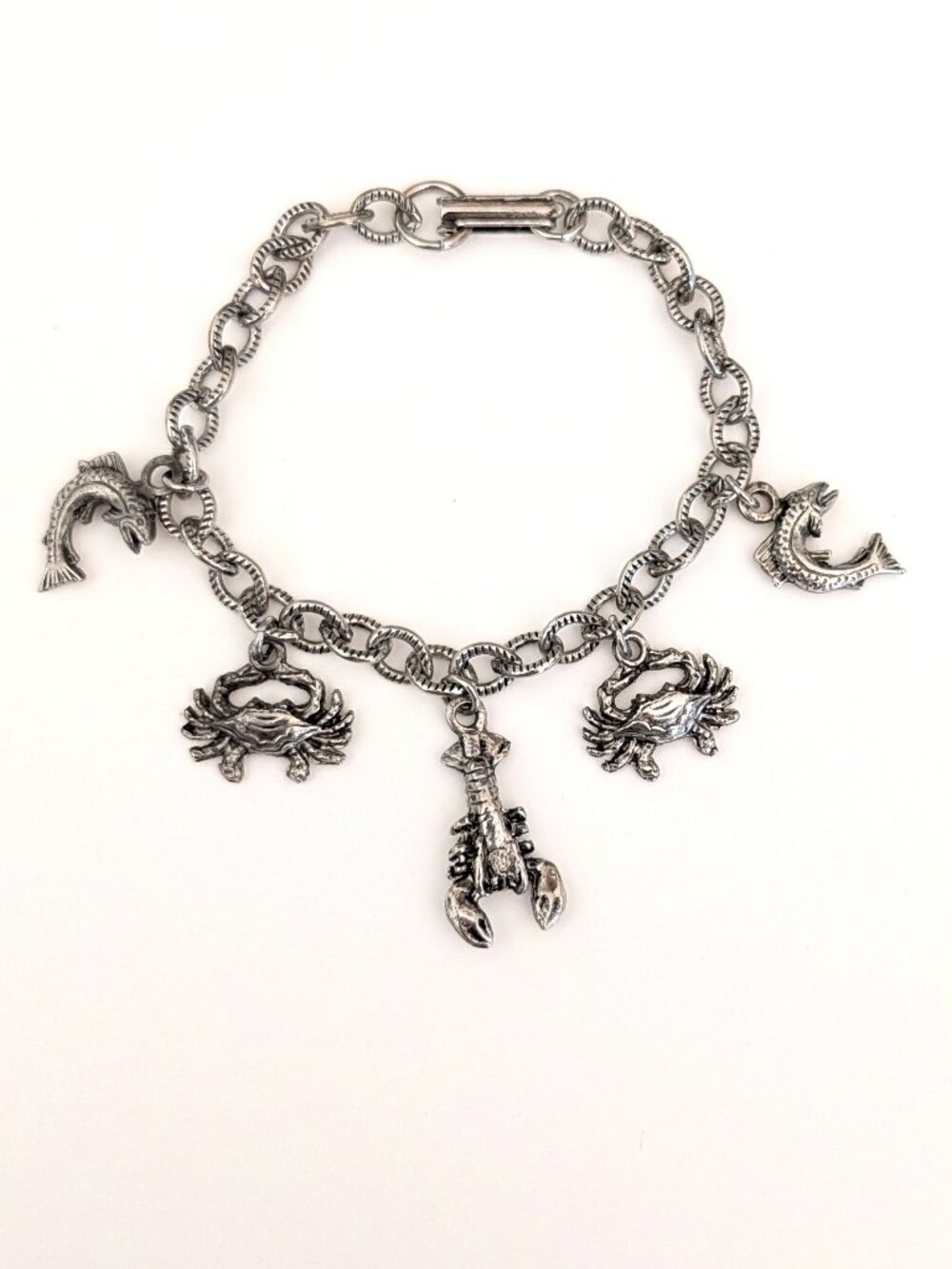 Sea creature dark grey charm bracelet